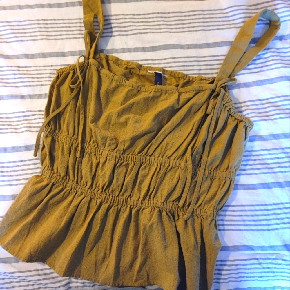 Olive Scrunched Tank Top